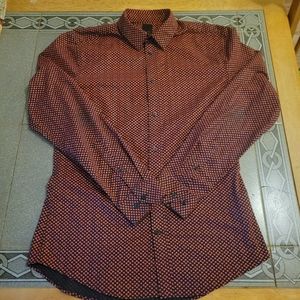 H&M Button Down Shirt Slim Fit Size M Red Hearts